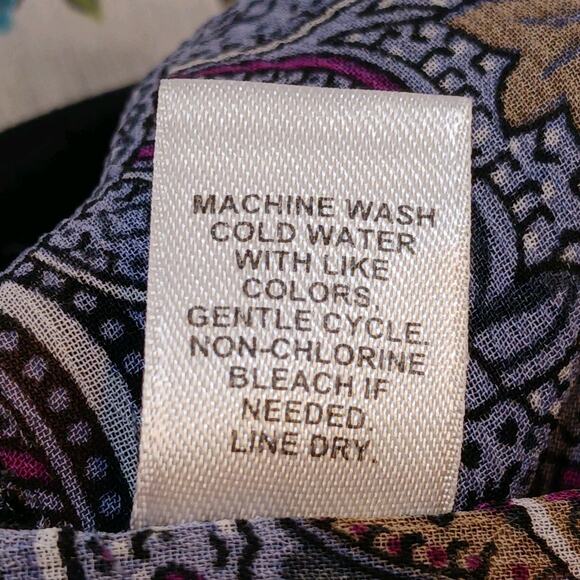 Cato Off-The-Shoulder Multi-Color Patchwork Print Sheer 3/4 Sleeve Blouse Medium - Picture 7 of 9